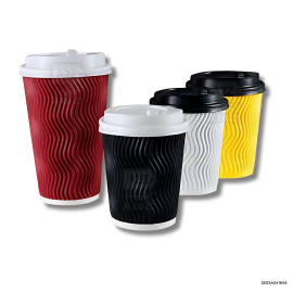 SET - Coffee Cup Rippled Wall (Short) - 8oz - 500 PCS