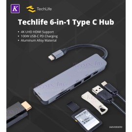 Techlife 6-in-1 Type C Hub