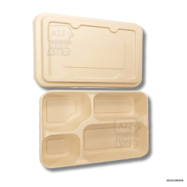 4 division SUGARCANE Meal Tray 22x28x4cm - 10 PCS