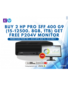Buy 2 HP Pro SFF 400 G9 (15-12500 8GB 1TB) Get Free P204v Monitor