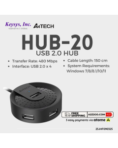 A4Tech HUB-30 4 Ports 5120 Mbps Super-Speed Transfer USB 3.0 Charging Support Hub
