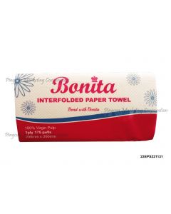 Bonita Interfolded Paper Towel Virgin Pulp Class A 175 pulls x 30 200mm x 200mm