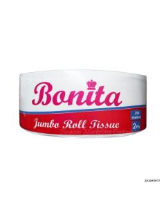 Bonita Jumbo Roll Tissue Virgin Pulp | 2 Ply 15gsm 250m Singles x 1