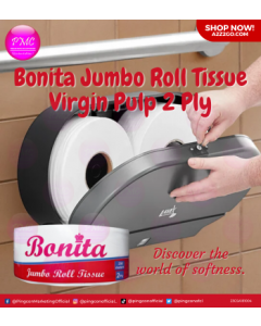 Bonita Jumbo Roll Tissue Virgin Pulp | 2 Ply 15gsm 250m Singles x 1