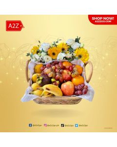 Fruits and Flowers in Hand Woven Basket