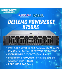 Dell EMC PowerEdge R750xs Intel Xeon Silver 4310 2.1G, 12C/24T, 10.4GT/s, 18M Cache, Turbo, HT (120W) 1 DDR4-2666