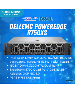 Dell EMC PowerEdge R750xs Intel Xeon Silver 4314 2.4G, 16C/32T, 10.4GT/s, 24M Cache, Turbo, HT (135W) 1 DDR4-2666