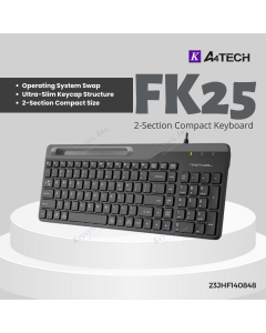 A4Tech Fk25 2-Section Compact Keyboard Slim USB Black