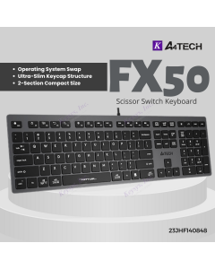 A4Tech FX50 Scissor Switch Ultra-Slim Keycap, Multimedia Hot Keys, Splash Proof, Keyboard