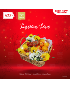 Luscious Love | Fruits and Flowers in Hand Woven Basket