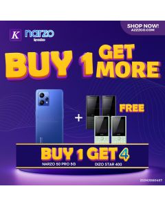 Buy 1 Narzo 50 Pro 5G, Get 4 units Dizo Star 400 for FREE!