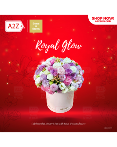 Royal Glow | Flowers in Tall, Round Gift Box 