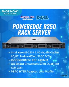 Dell PowerEdge R250 Rack Server 16GB 3200MT/s ECC UDIMM