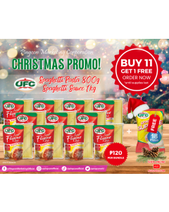 UFC Spaghetti Supreme Party Pack | (Spaghetti Pasta 800g + Sweet Filipino With Parmesan Cheese Sauce 1kg (Buy 11 Get 1 FREE)