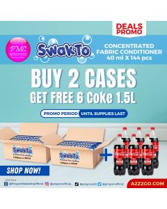 SWAKTO Concentrated Fabric Conditioner | 40ml x 2 Cases (288 pcs)  Buy 2 Cases Get 6 Free 1.5L Coke
